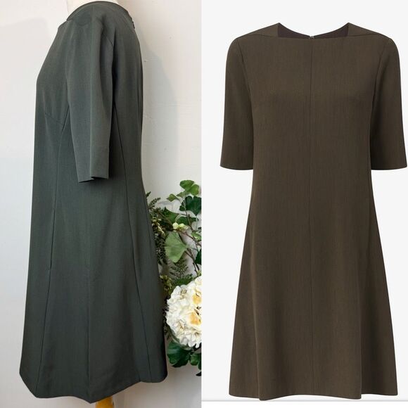 M.M. Lafleur Emily Dress in Olive Recycled WonderTex | Size 12 - Picture 5 of 13
